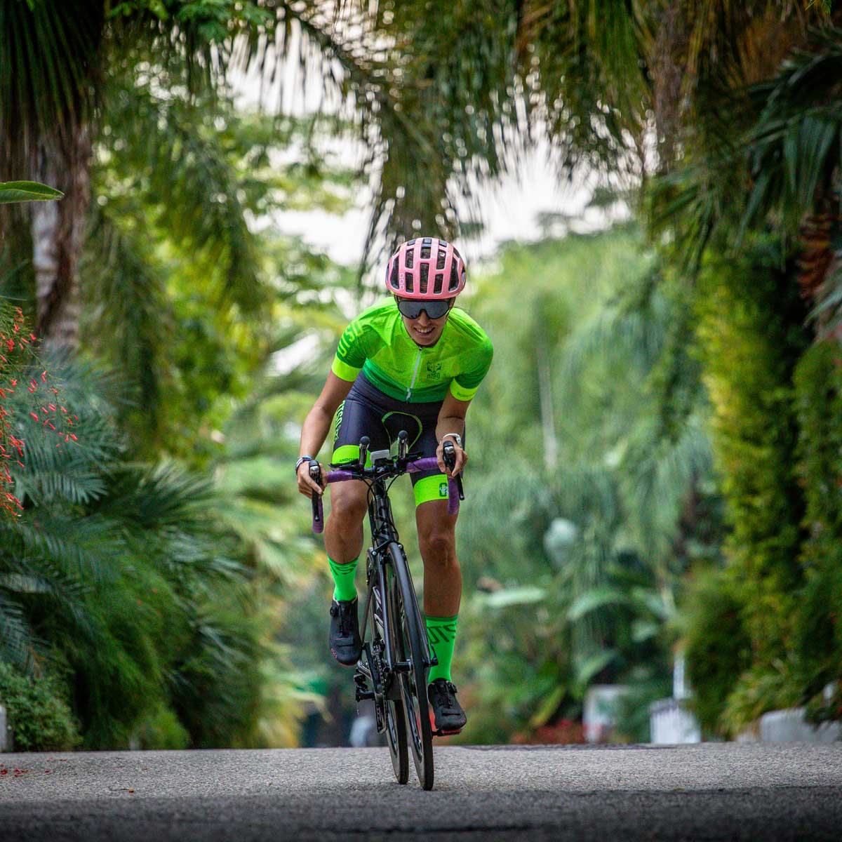 Maillot de ciclismo manga corta mujer - Fluo Green