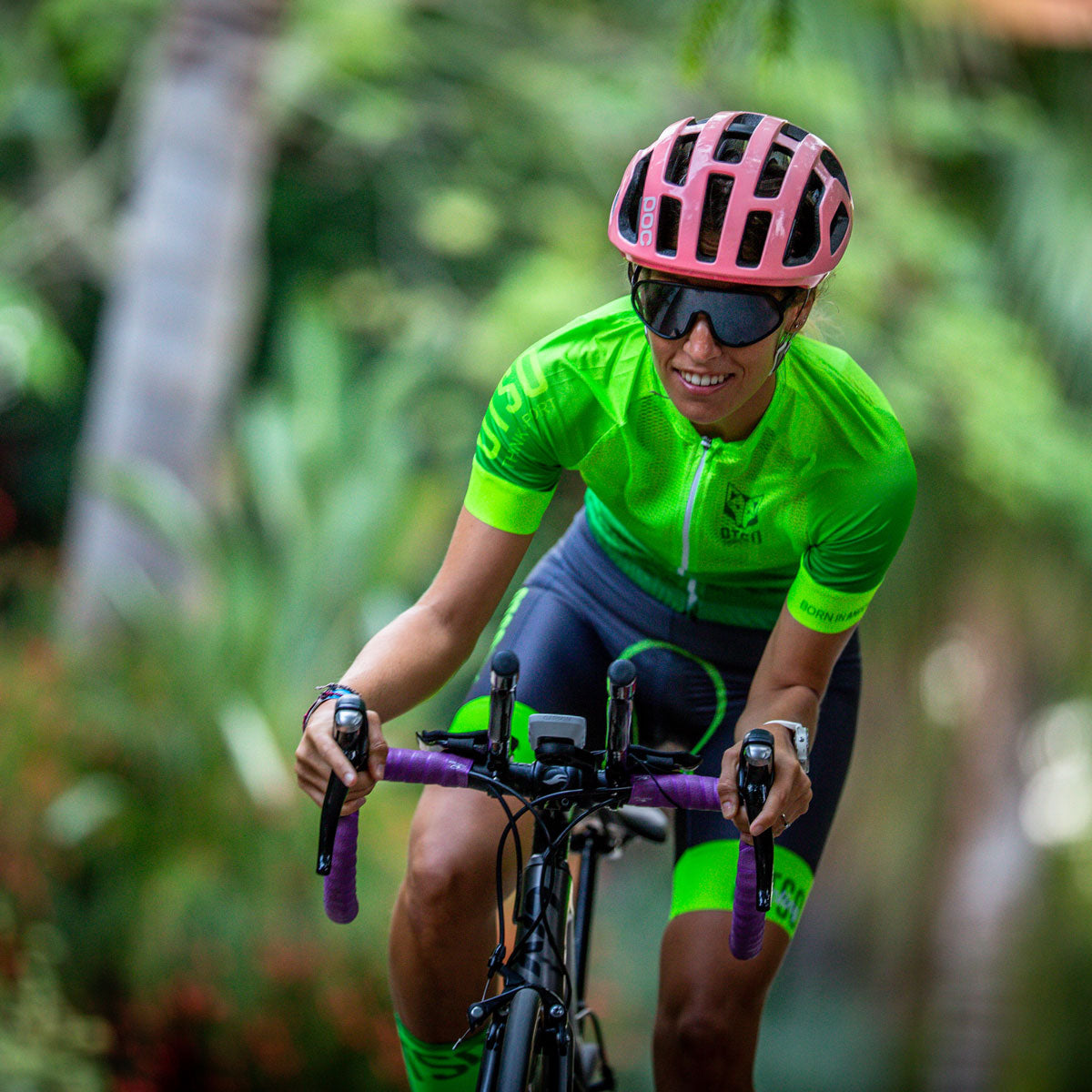 Maillot de ciclismo manga corta mujer - Fluo Green